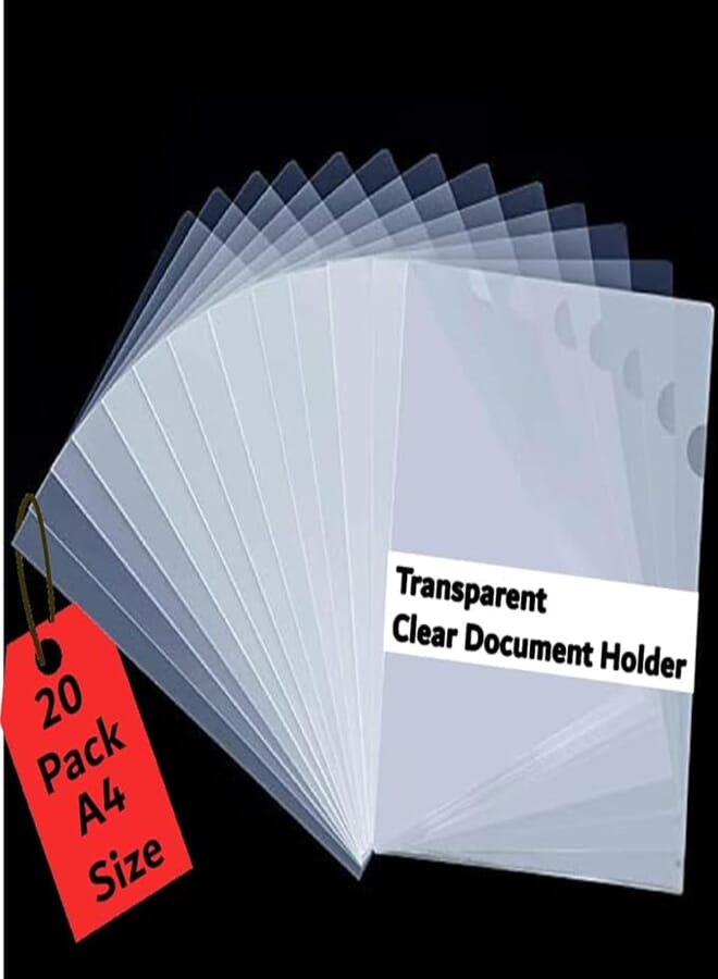 FUTURE X Transparent A4 File Folder - Heavy Duty 100 Micron Document Holder with 10 Sleeves, Ideal for School, Office, Certificate Storage, Durable Plastic Files Organizer, 310x220 mm (Pack of 20)